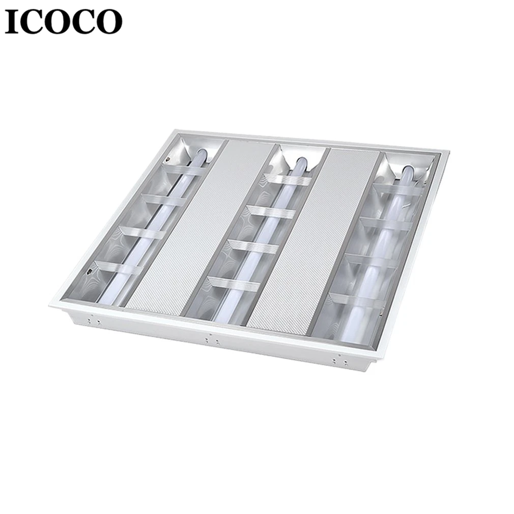 

ICOCO 600*600 LED Ceiling Light Stainless Steel Grill Reflector LED Tube Holder Bracket For Office Market Fitting Lamp Wall Lamp