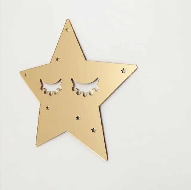 Mirror Surface Wall Stickers Children S Room Decorated Golden Mirror Surface Wall Stickers Children S Room Decorated Golden Acrylic Eyelash Stars Sleepy Eyes Home