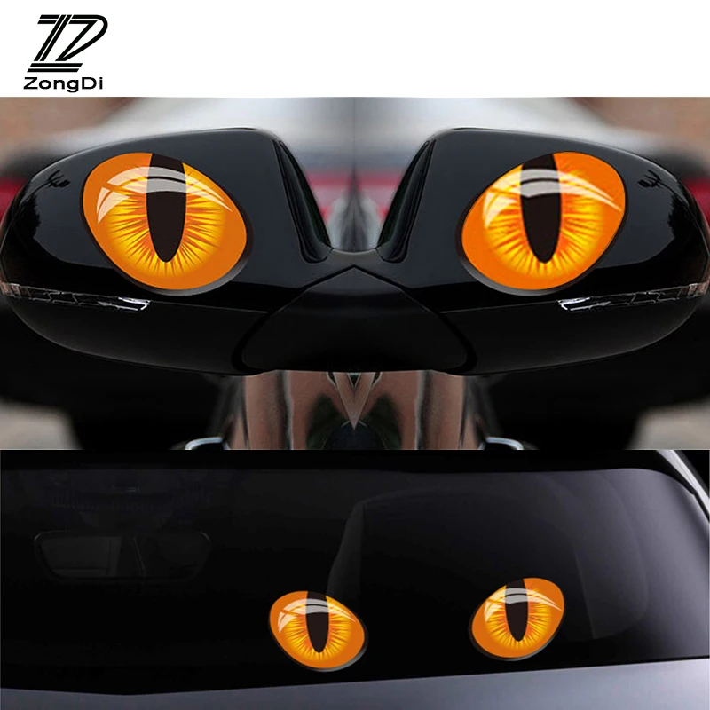 

ZD 2X 3D Cat Eyes Car Stickers Truck Head Rearview Mirror Window stickers for Fiat VW Polo Golf MK4 4 MK7 Touran T5 Bora Skoda
