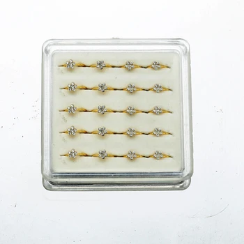 

925 silver Small Thin Flower Nose Ring Stud Clear Crystal Nose Hoop