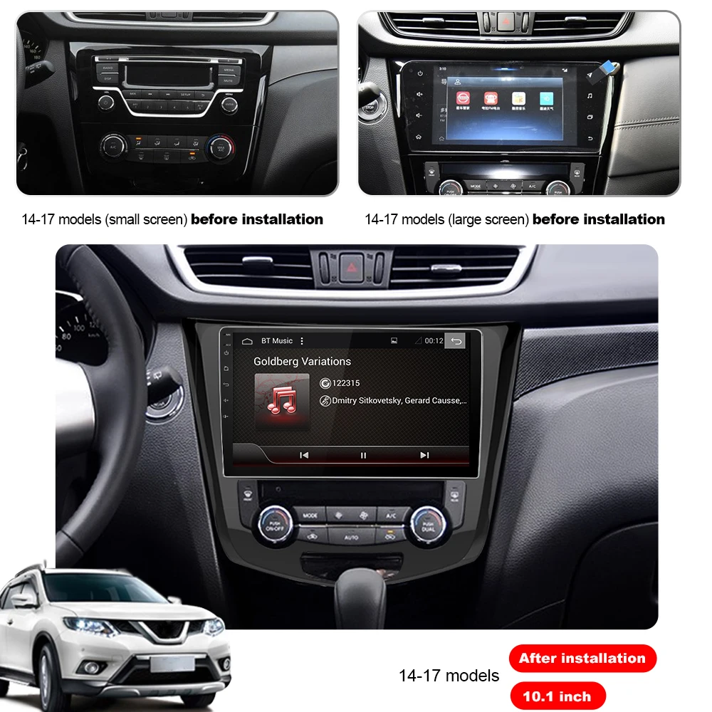 Clearance Eunavi Car GPS Radio Player Android 9.0 For Nissan X-Trail Qashqail 2014 -2017 With Octa Core 4GB+32GB Stereo Multimedia 4