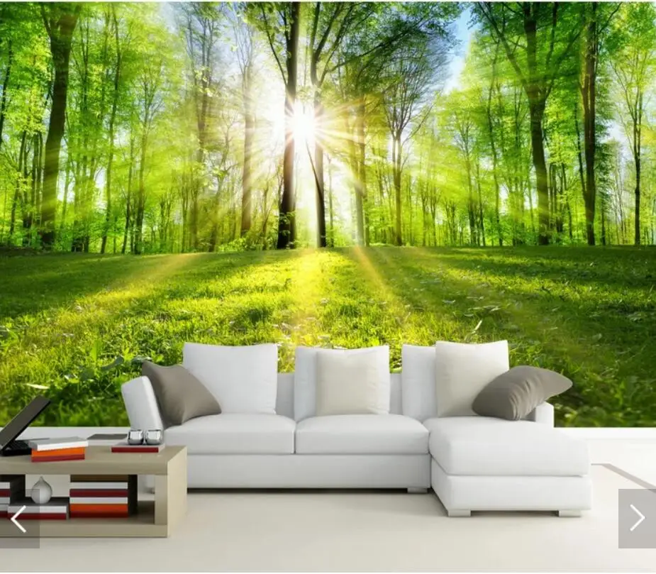 Aliexpress.com : Buy 3D Sun Forest Tree Wall Murals for Living Room