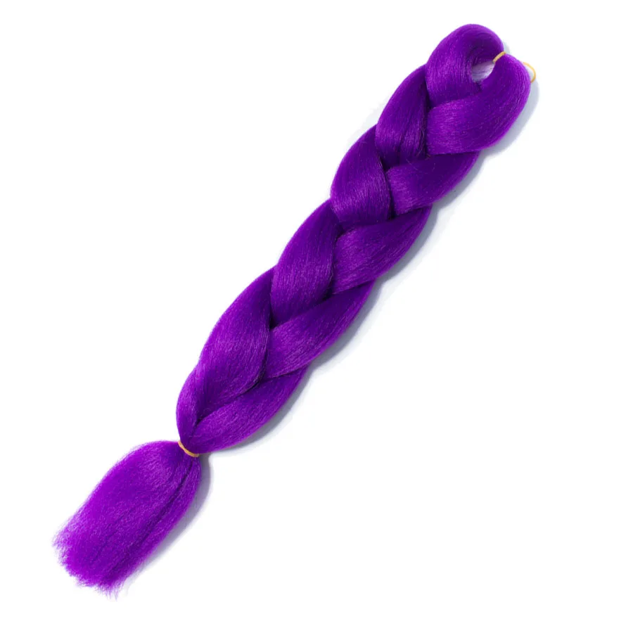 VERVES синтетические плетеные волосы для наращивания, 1 шт., 24 дюйма, 100 г/шт., высокотемпературное волокно, вязанное крючком, огромные косички, цвет пруэ - Цвет: # Фиолетовый