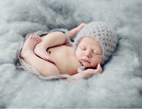

Handcraft Baby hand Knit Mohair Bonnet ,Baby Photography Props. Photography prop.