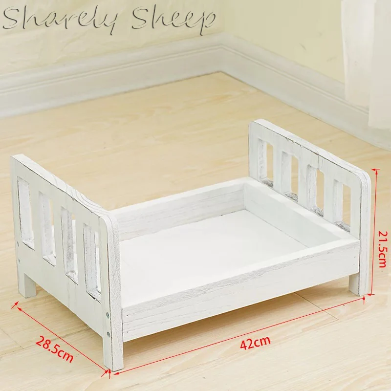 

Newborn Photography Wooden Bed Props Baby Photo Shoots Studio Posing White Bed Basket Infant Shooting Prop bebe foto Accessories