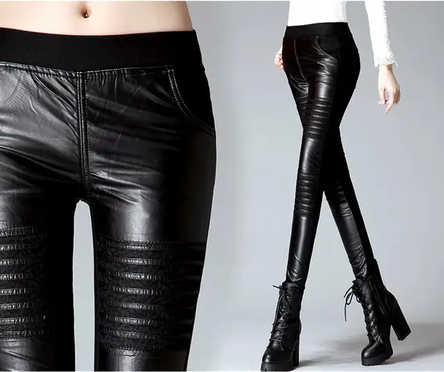 PU Leather Pants Women Autumn 2018 Wear Faux Leather Pants Female ...