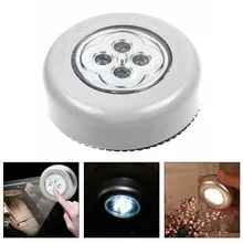 4 светодиодный ночник с сенсорным управлением, круглая лампа под шкаф, шкаф, нажимная палка на лампе, для дома, кухни, спальни, для использования в автомобиле