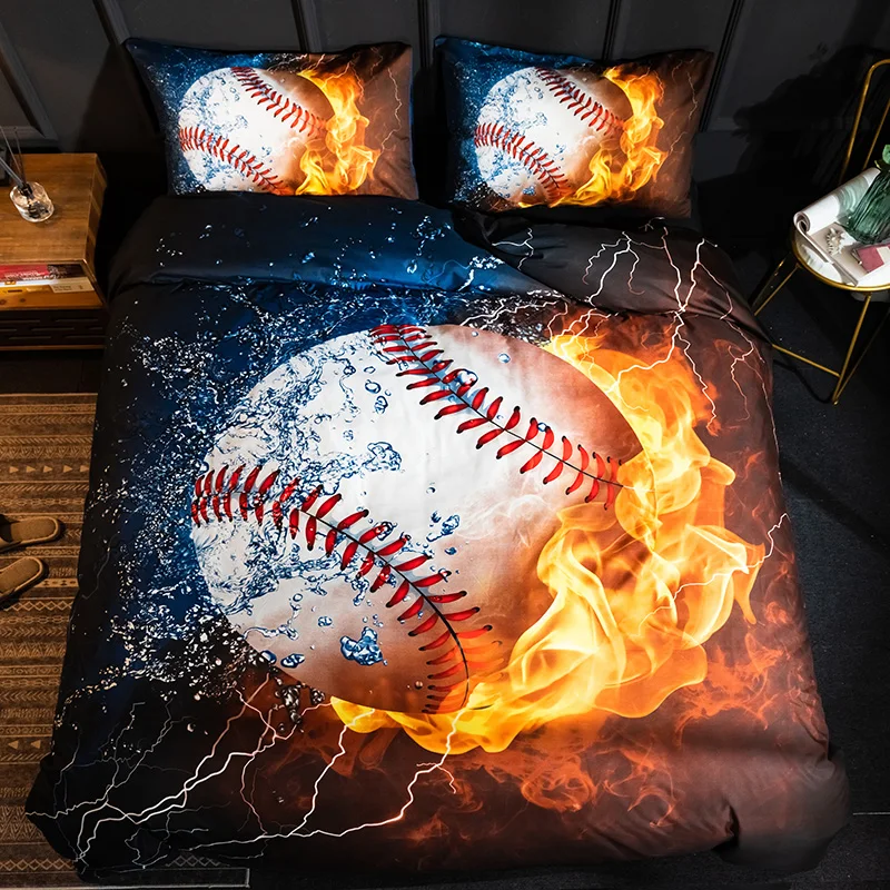 3D Football Printing Bedding Set Baseball Soccer Basketball Pattern Duvet Cover Set Home Bedroom Decor Bed Linens Bedclothes