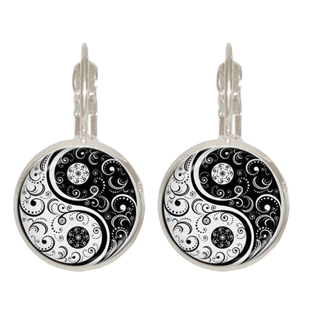 

Chinese classical Louhua pattern Tai Chi Yin Yang Clip Earring Chinese Taoism Sign Ancient Eight Diagrams Jewelry