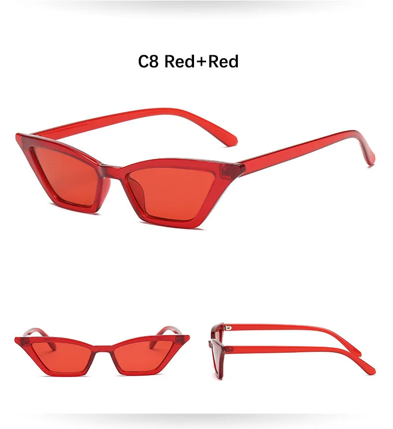 Винтажные коричневые узкие солнцезащитные очки кошачий глаз, женские классические брендовые маленькие красные оттенки, женские черные очки, модные очки кошачий глаз