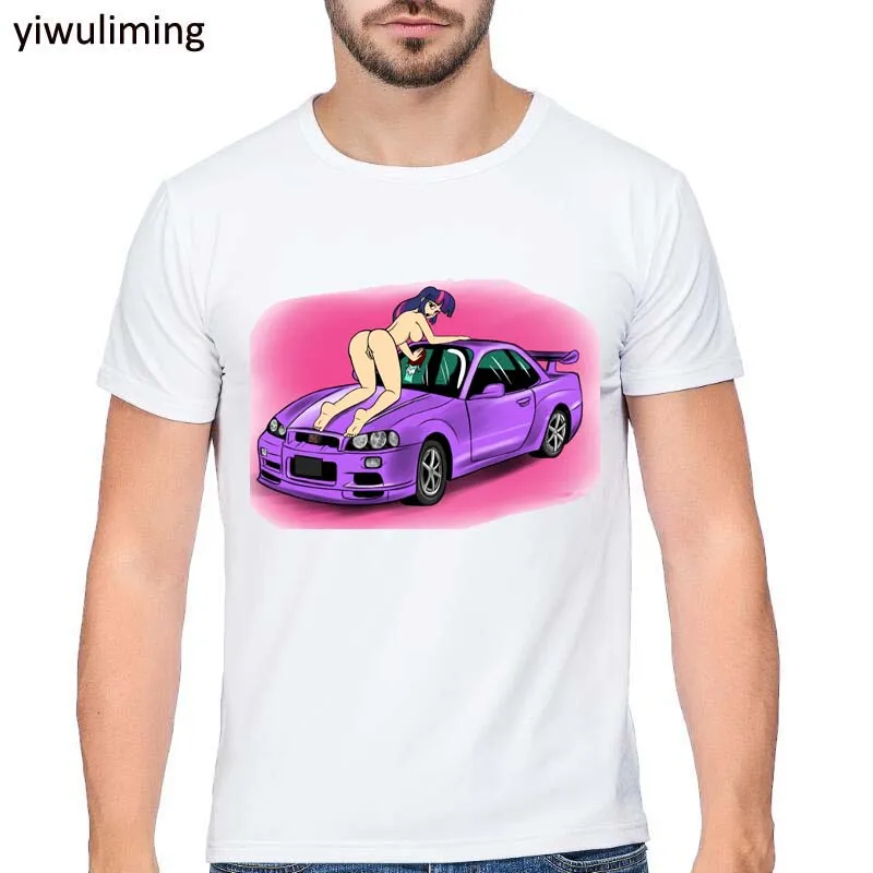 Дизайнерская футболка Funky Nissan Skyline Drift King R34 Hakosuka Мужская с круглым воротником и