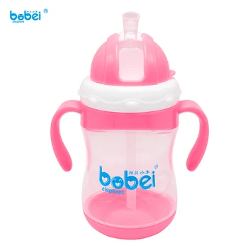 

300ml water juice drinking learning kids penguin shape bottle with handle soft silicone straw for over 6 month baby drink