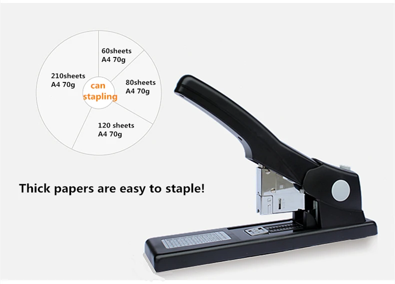 Новый ценным ffice стационарные Heavy Duty толщиной степлер 65% экономии энергии скобы горячей продажи может сшивание 210 листов 70 г бумага