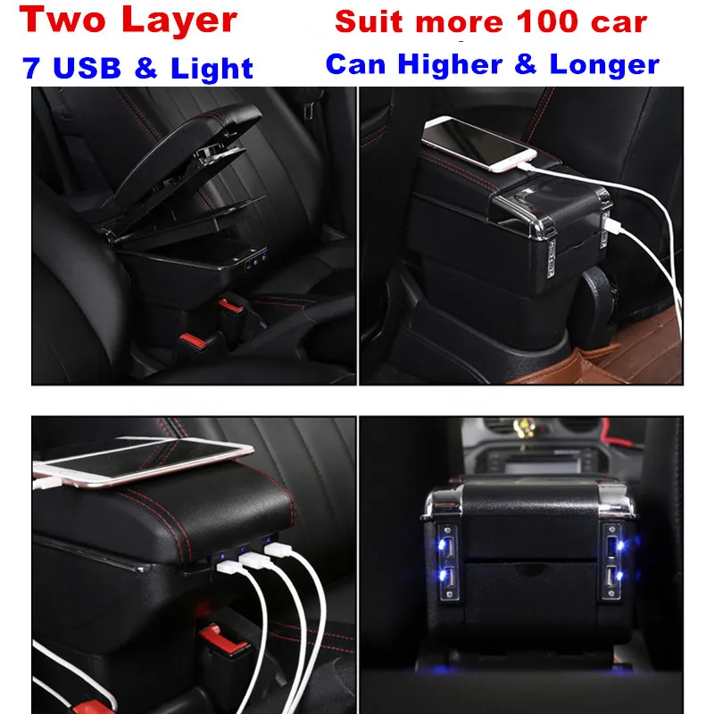 

Universal Car Armrest Box Car Central Armrest Storage Box cup holder can add length and height