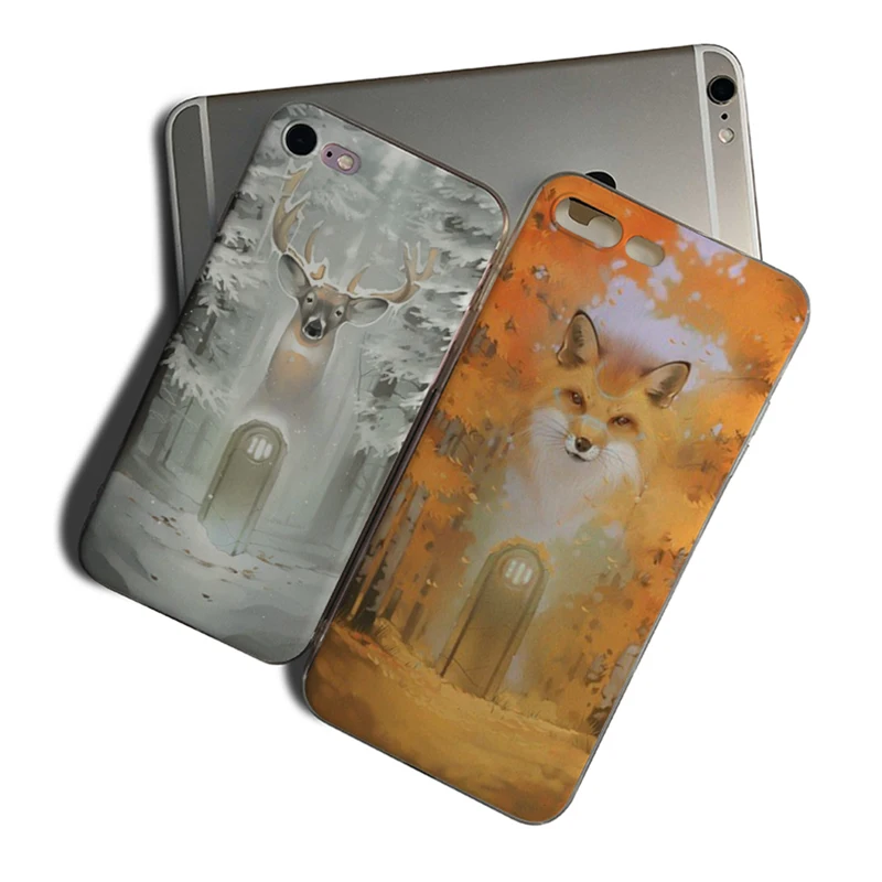 

IMIDO Magical animal fox crane owl Funny Soft TPU Case For Iphone 6 6S 6PLUS 6S PLUS 7 8 7PLUS 8PLUS X XS XR XSMAX 5 5S SE