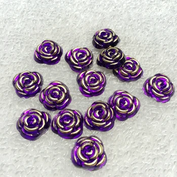 

200pcs 15mm Rose flowers Shaped Resin Rhinestones Flatback Wedding cloth Crafts Decoration -A407*5