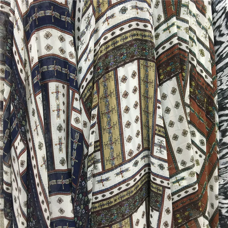 

Bazin Riche Getzner Shipping Wind Printed Chiffon Unlined Upper Garment S Georgette Holiday Dress Clothing Material Fabrics