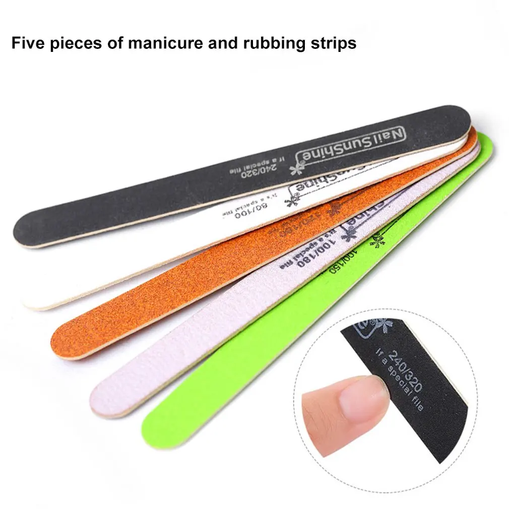 

Ultra-thin Scrub Shaped Polished Wood Chips Nail Polished Manicure Double-sided Scythe Polishing Strip 5 Pack