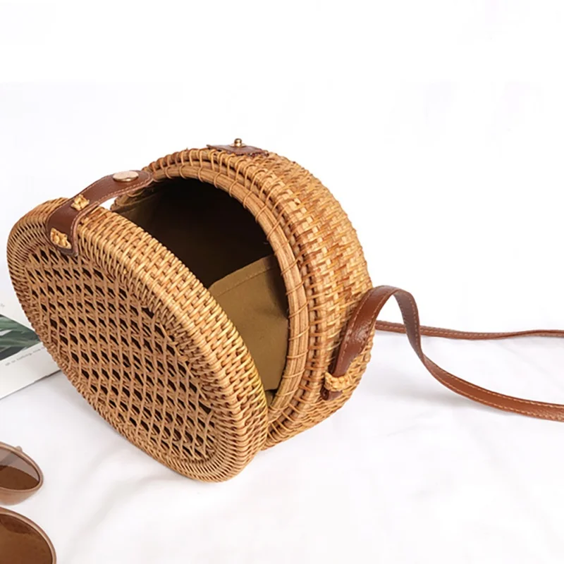 

Straw Bag Bohemian Leather Hasp Women Shoulder Bag Summer Beach Bag Single Straps Rattan Bag Handmade Messenger Crossbody Bag