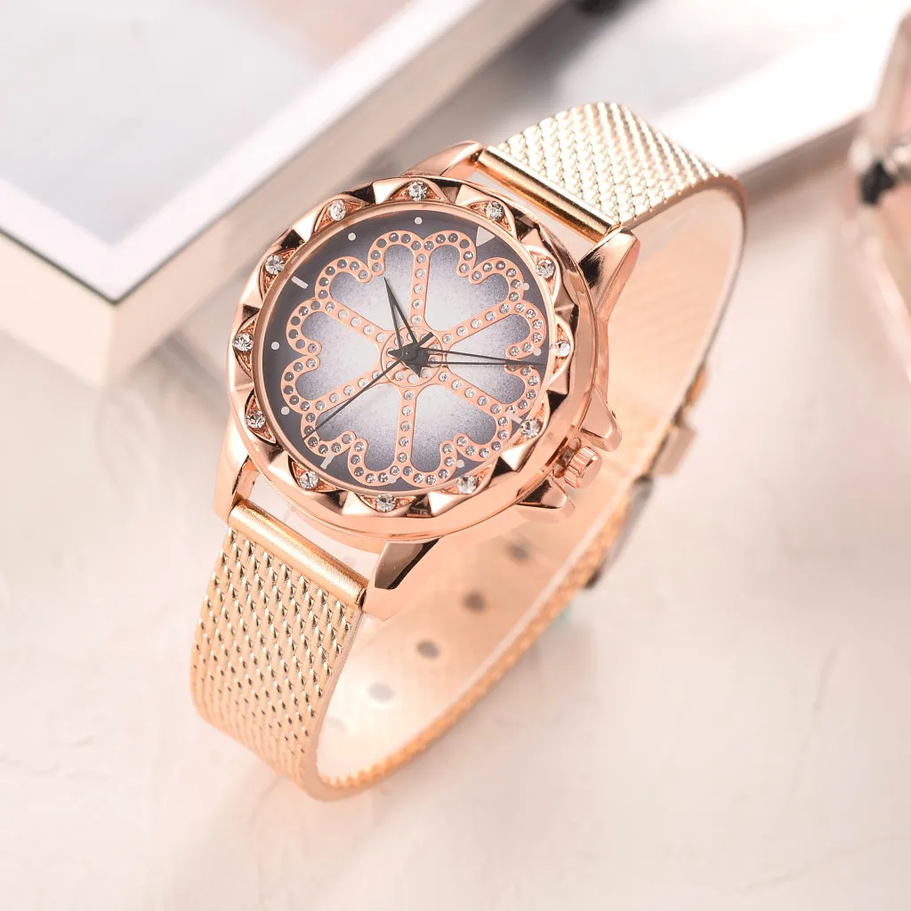 Vansvar повседневные женские золотые сетчатые часы с цветочным принтом Аналоговые кварцевые наручные часы Montre Femme женские часы 533