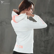 Женская спортивная куртка с капюшоном на молнии, куртки для бега, ветронепроницаемые рубашки с длинным рукавом для йоги, верхняя одежда для фитнеса, спортзала, тренировок, спортивная одежда