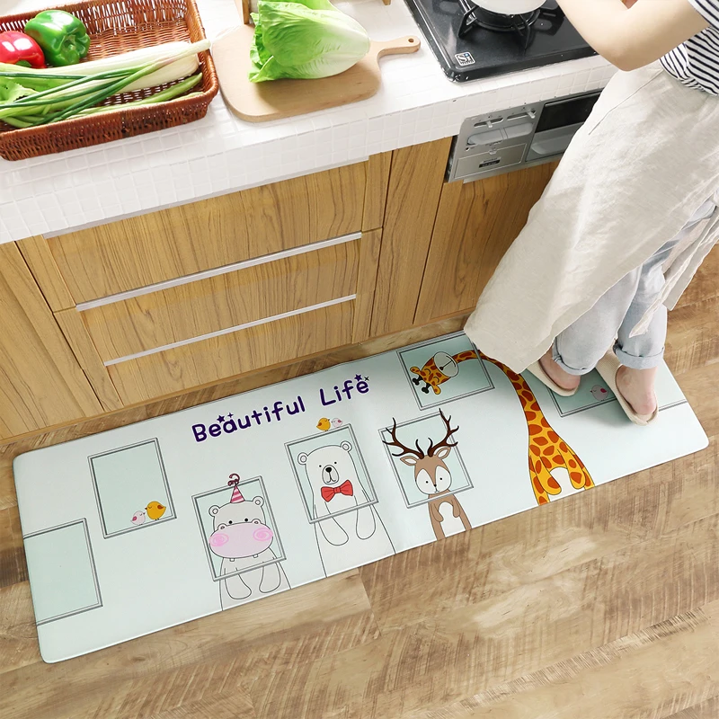 cheap Floor Mat Skid Resistant Dining Room Multi Size Bedroom Leatherwear Giraffe Pattern Decoration Anti Fatigue Mattress Sofa Mat