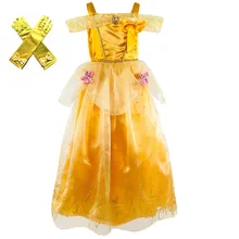 Дети девушка Красота и чудовище Платье Прекрасной Принцессы Хэллоуин Рапунцель Косплэй нарядное платье Chritmas Костюмы для ребенка
