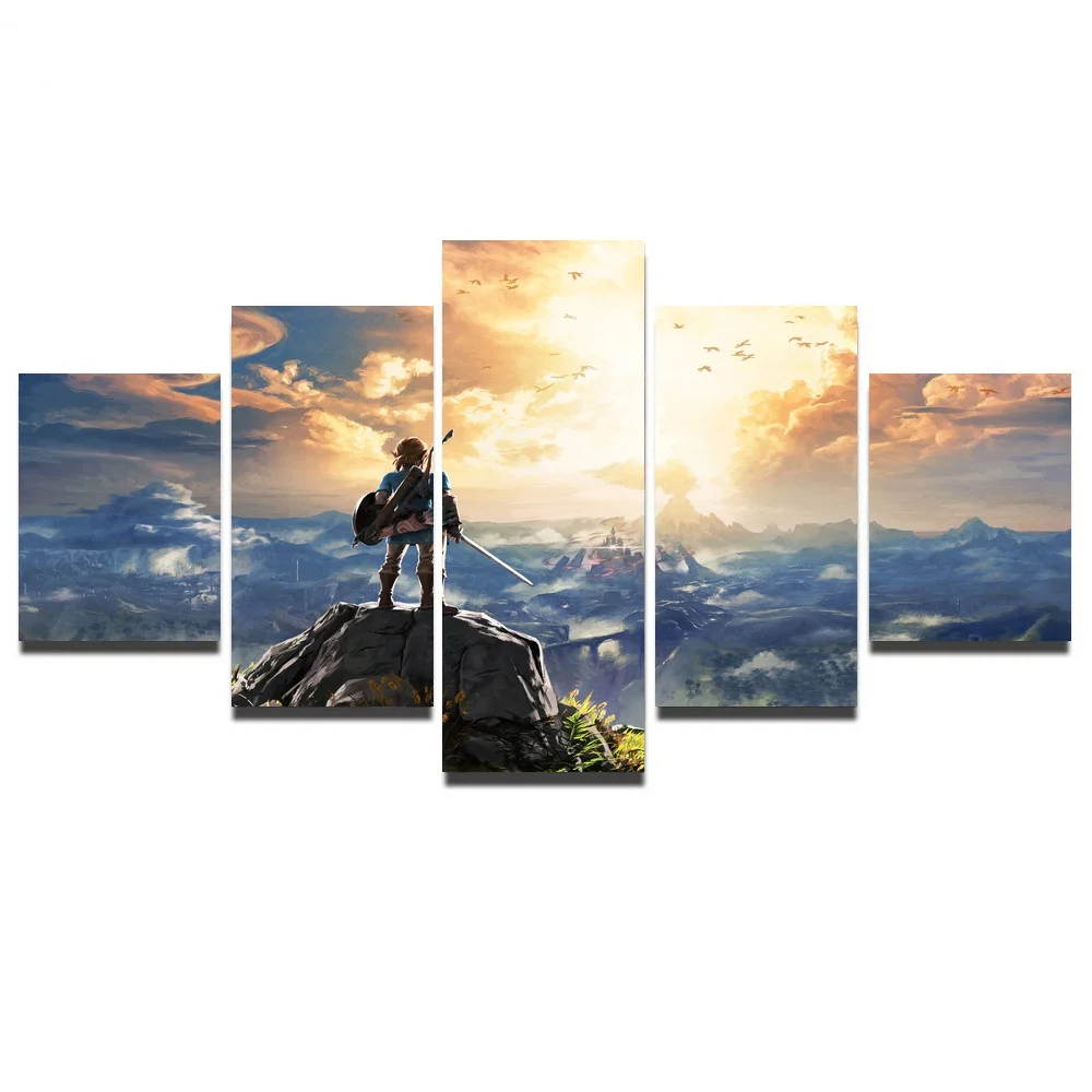5 Pieces Legend Zelda Breath Wild Modern Home Wall Canvas Picture Art