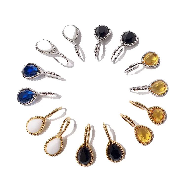 

2018 New Design Crystal Stone Long Earrings For Women Teardrop-shaped Waterdrop Earrings Gold-color Earrings