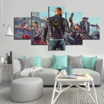 

Canvas Painting Wall Art HD Printing Poster 5 Panel Grand Theft Auto V Game Home Decor Modern Modular Pictures Bedroom Framework