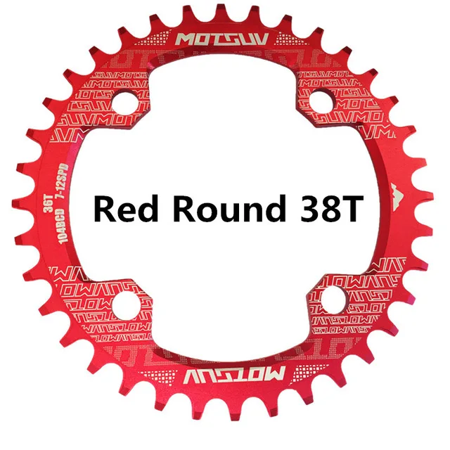 Велосипедный Кривошип 104BCD круглой формы, узкий широкий 32 T/34 T/36 T/38 T MTB, велосипедная цепь, велосипедная цепь, круг, коленчатый набор, одна пластина - Цвет: Round 38T Red