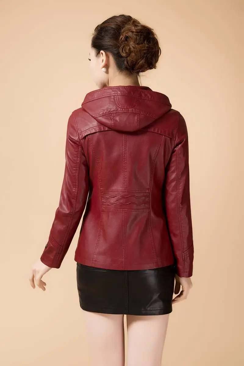 Весенняя кожаная куртка-бомбер большого размера, Женская мотоциклетная короткая куртка с капюшоном на молнии из искусственной кожи, женские куртки WZ789