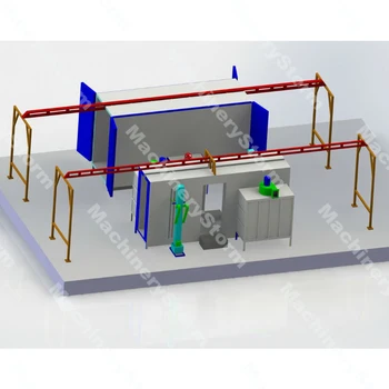 

Customized Sami-Automatic Powder Coating plant with Manual Conveyor System Powder Coating project with spray booth and oven