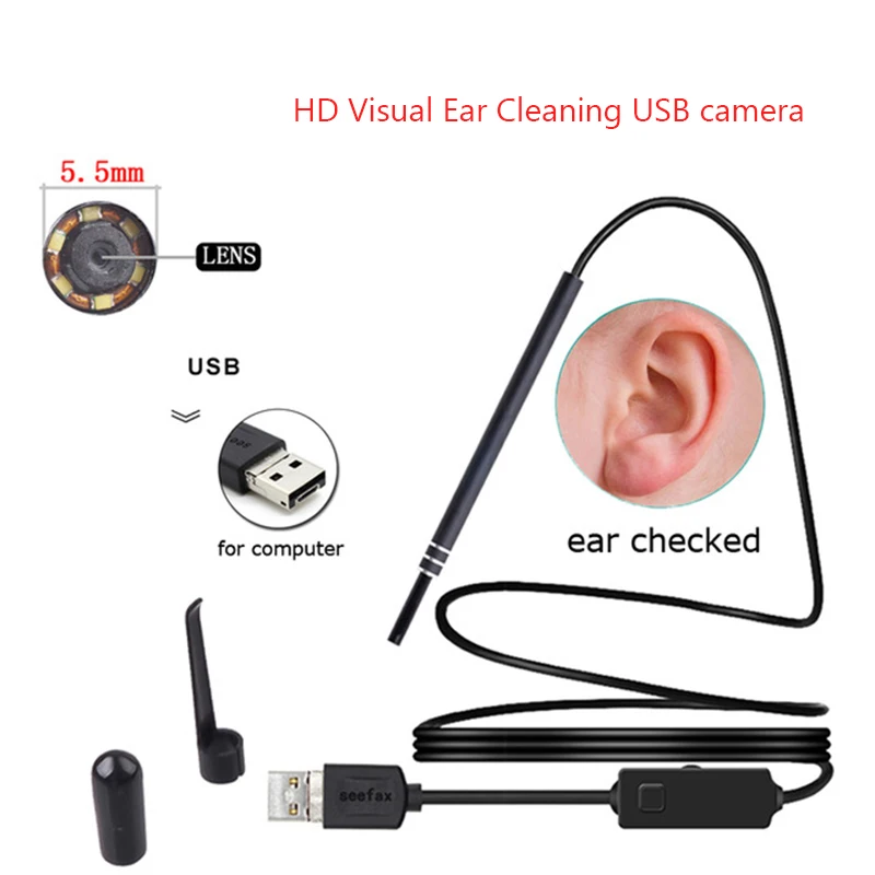 

USB Ear Cleaning Tool Ear Cleaning Endoscope HD Visual Ear Spoon Multifunctional Earpick With Mini Camera For Windows PC