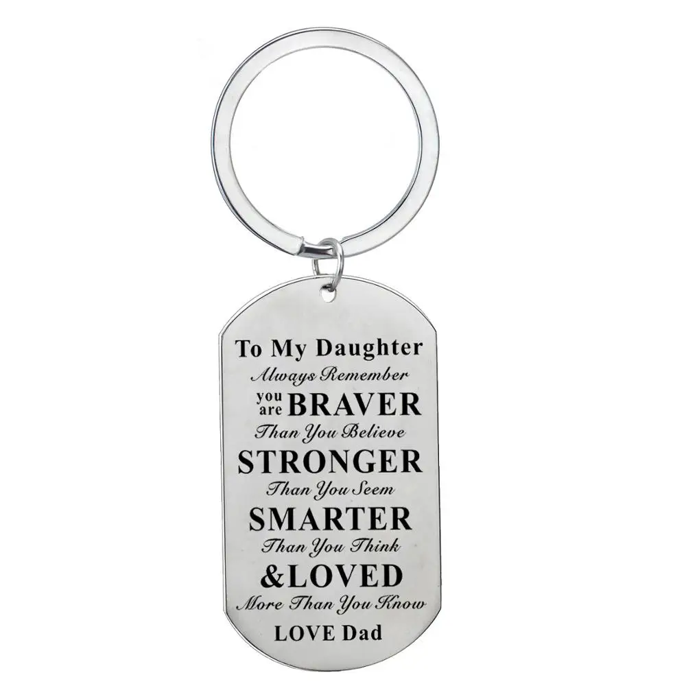 Семейный детский брелок для ключей, подарочный для дочки и дочки, дочки и дочки, вдохновляющий брелок для ключей из нержавеющей стали - Цвет: Daughter Dad