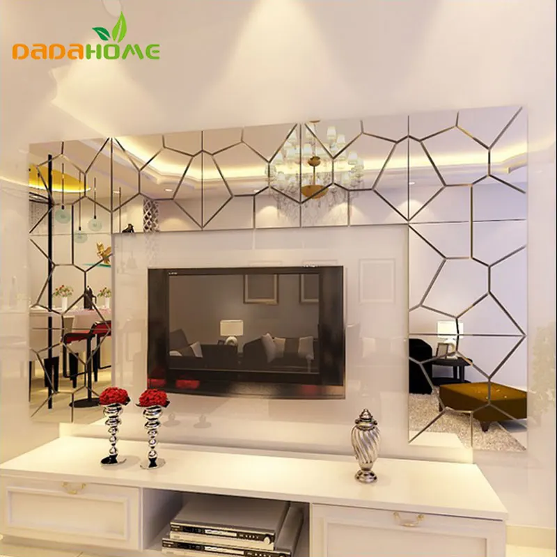

25x100cm geometric pattern acrylic mirror decorative wall stickers living room wall art decals affixed to the entrance corridor