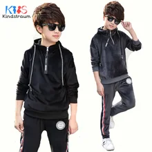 Kindstraum/Коллекция года, весенние комплекты одежды для детей Детские однотонные спортивные толстовки с капюшоном+ повседневные штаны модные хлопковые спортивные костюмы для мальчиков и девочек MC1004