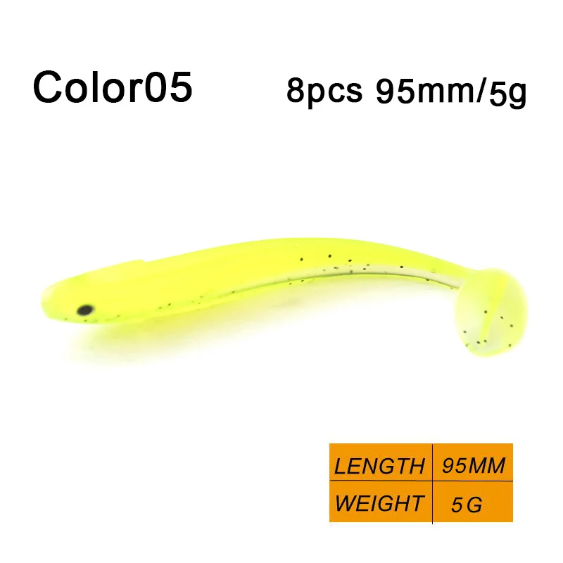 TOMA 8pcs Handmade Soft Fish Artificial Silicone Bait 7cm 9cm 12cm Soft Worm Swimbait Jigging Bass Fishing Lure - Цвет: color05 95mm