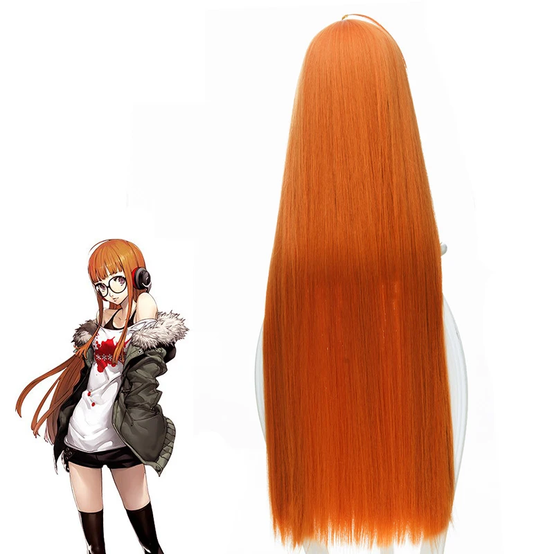 PS4-juego-Persona-5-Futaba-Sakura-peluca-Cosplay-disfraces-90-cm-naranja-alta-temperatura-seda-Rosa (2)