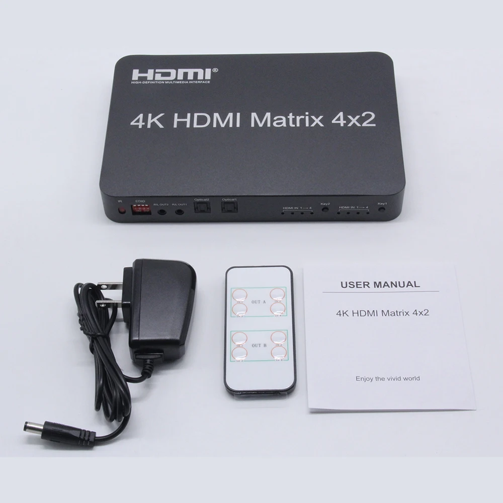 4K HDMI Matrix 4x2 EDID 3840*2160/30 Гц поддерживает независимые аудиовыход с помощью