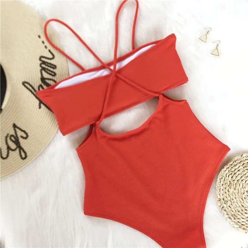 2018 New Swimwear Brazilian Sexy Solid Irregular Strap Bikini Set Women Swimming Wear Bathing Suit Biquini Maillot De Bain2
