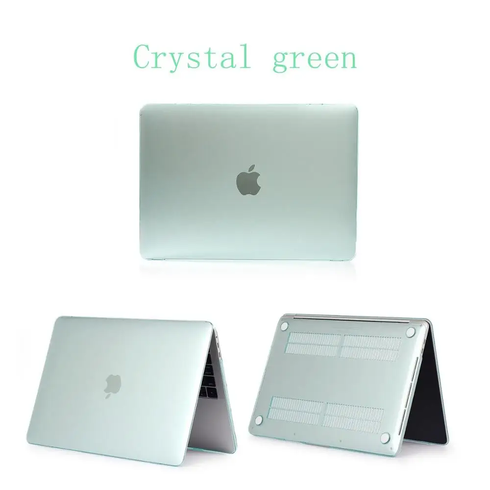 Crystal green Кристальный \ матовый чехол для Apple Macbook Air Pro retina 11 12 13 15 дюймов, чехол для pro 13 A2159 A1708 New Air13 A1932+ подарок - Цвет: Crystal green