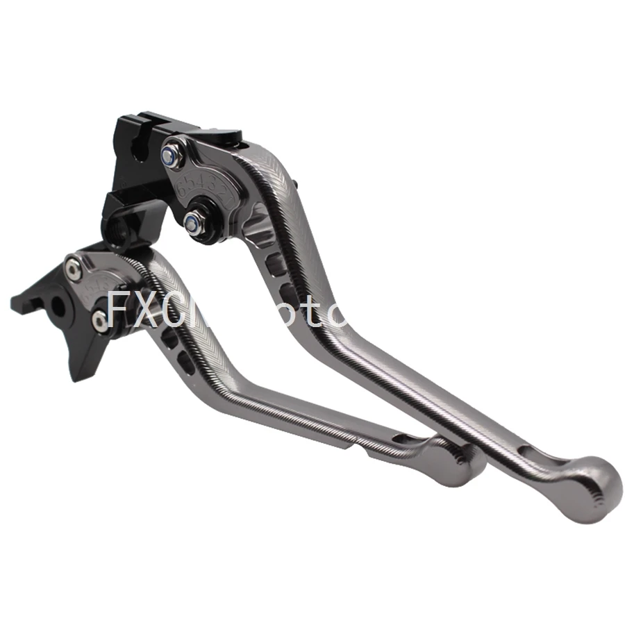 Gray Adjustable CNC 3D Long Motorcycle Brake Clutch Levers For Suzuki