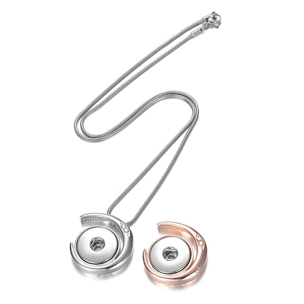 

Ginger Snap Necklace Pendant Sun Moon Style fit for 18mm Snap Button with 50cm Stainless Steel Chain Jewelry Women's Gift NN-754