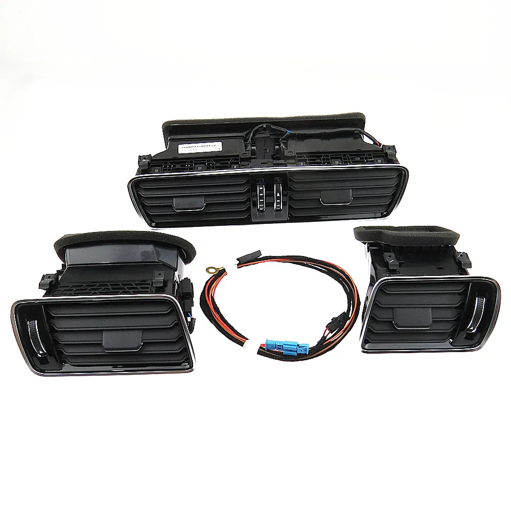 

SCJYRXS OEM Car LHD Chrome Piano Paint Dashboard Cold Air Condition Outlet Vent Kit For Passat B6 B7 CC R36 3AD819728A 3AA971315