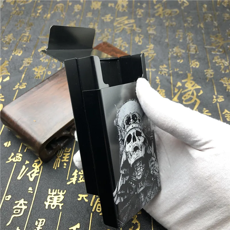 King Skeleton Alalinong N56 DIY алюминиевый сплав металлический чехол для сигарет Ins стиль череп коробка для сигарет аксессуары для курения мужской подарок