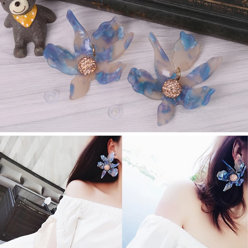 

Bohemian Resin Flower Drop Earrings For Women Statement European Large Balls Drop Earrings Fashion Jewelry Accessories