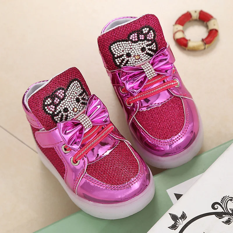 Children Hello Kitty Glowing Sneakers Baby Boys Girls Casual Luminous