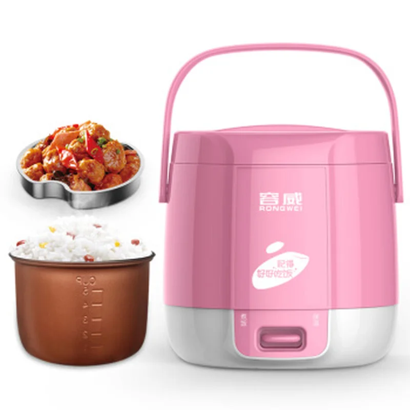 

Mini Rice Portable Cooker with Non-stick Liner Best Rice Cooker for Student Dormitory 1.2L Insulation Heating PINK GREEN