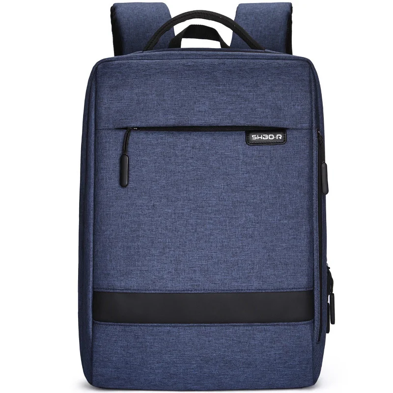 Мужской повседневный рабочий рюкзак с зарядкой от usb, вместительный, короткий, для путешествий, мужской, водонепроницаемый, для путешествий, сумки для багажа, 15,6 дюймов, рюкзак для ноутбука - Цвет: Blue Backpack